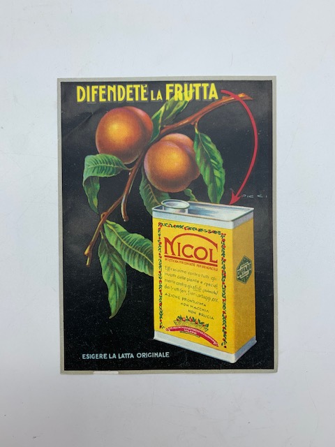 Difendete la frutta. Insetticida Nicol (pieghevole pubblicitario)